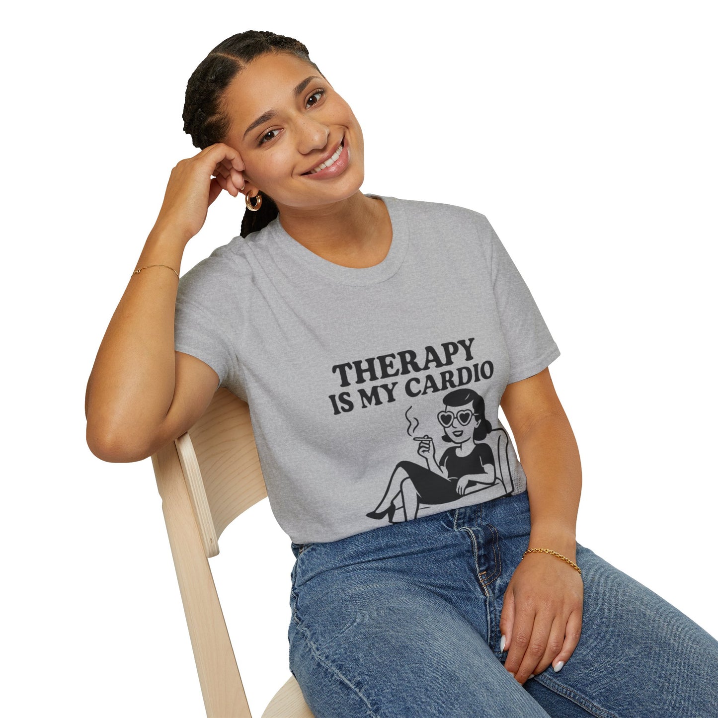 Therapy is My Cardio T-Shirt - Funny Unisex Gift for Casual Wear