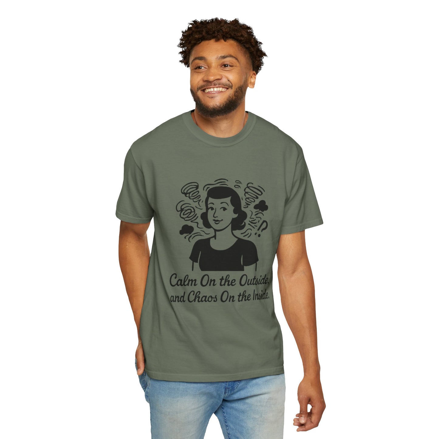 Calm on the Outside T-Shirt, Unisex Garment-Dyed Tee