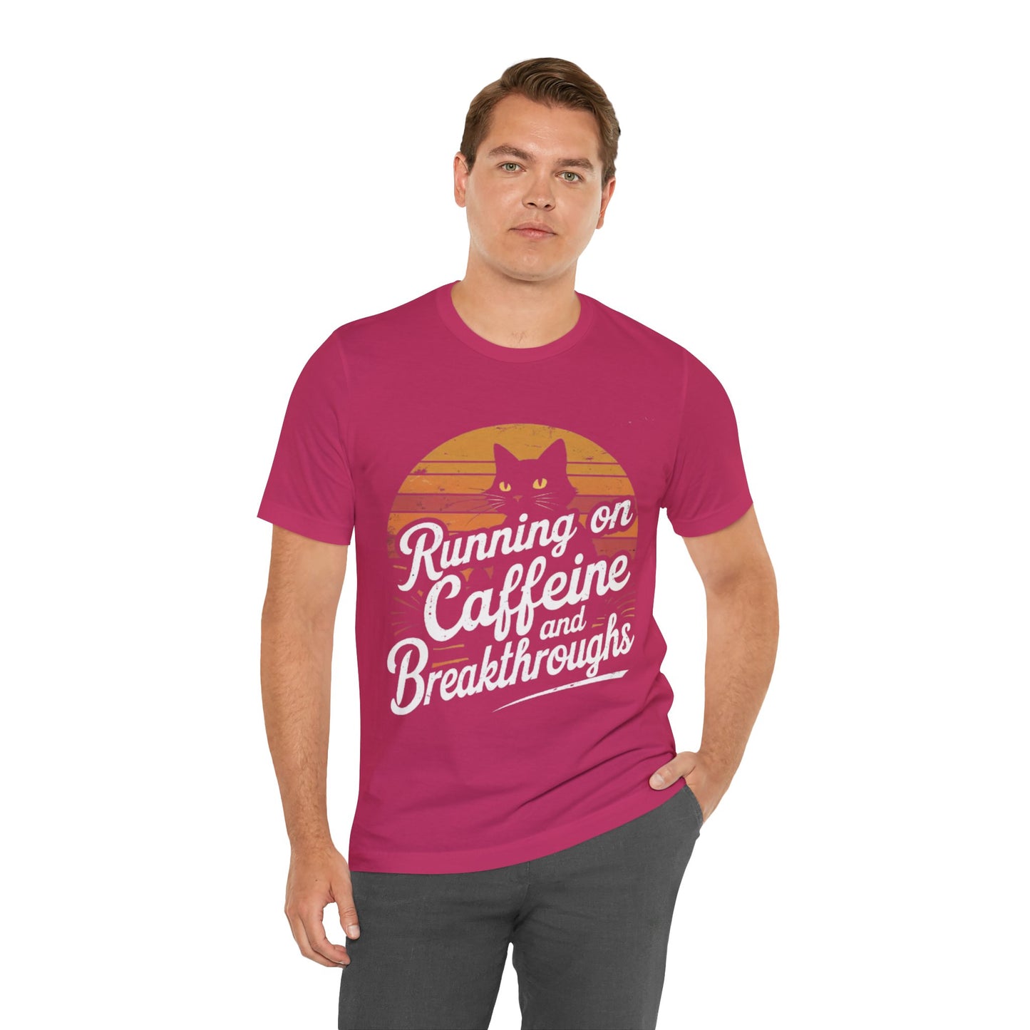 Unisex Tee -Running on Caffeine and Breakthroughs