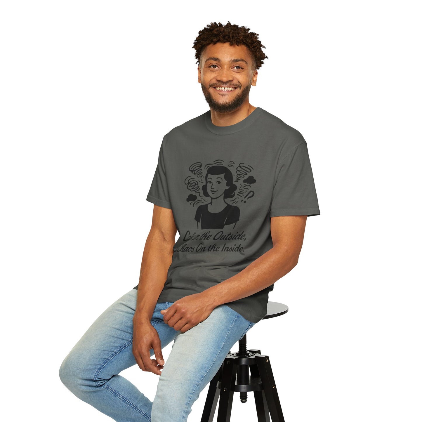 Calm on the Outside T-Shirt, Unisex Garment-Dyed Tee