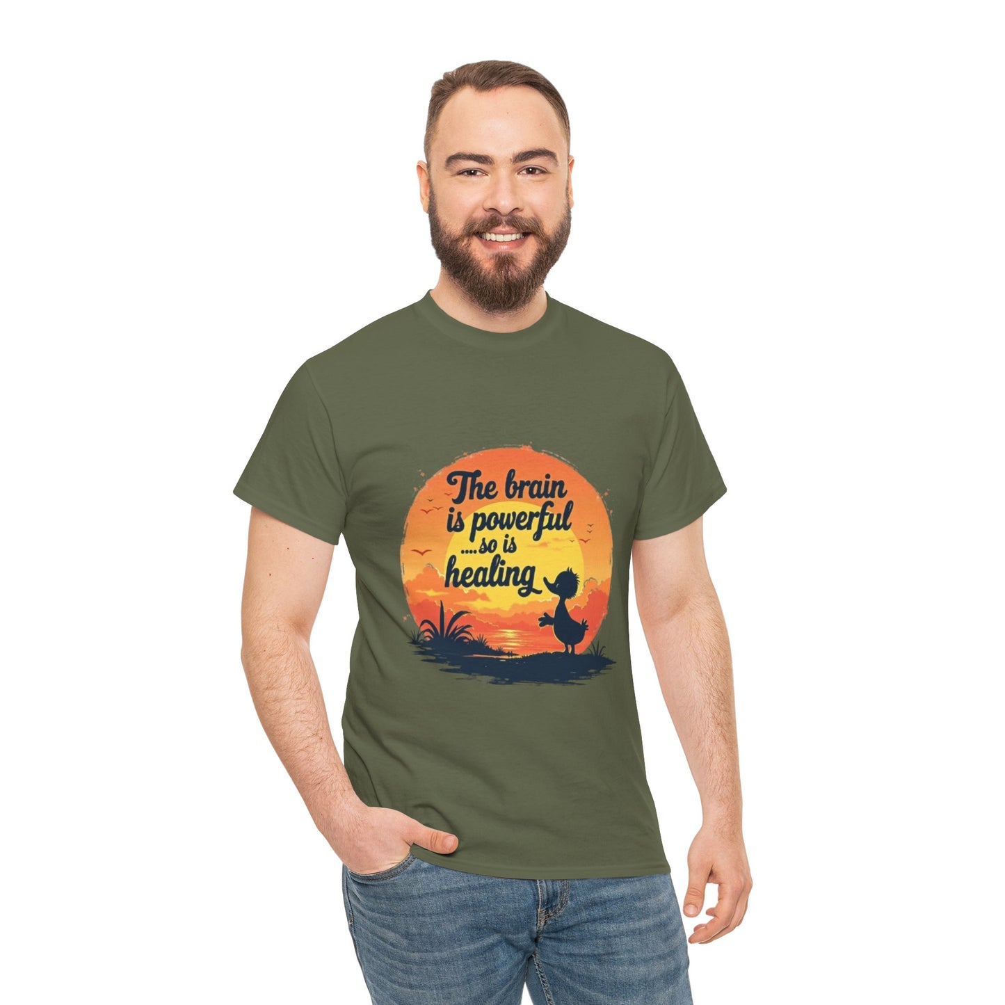 Unisex Heavy Cotton Tee - The Brain is Powerful' Inspirational T-Shirt