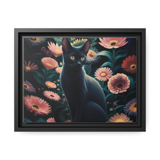 Black Cat Flower Frame