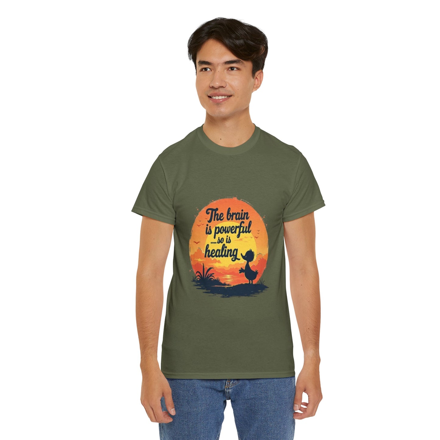 Unisex Heavy Cotton Tee - The Brain is Powerful' Inspirational T-Shirt