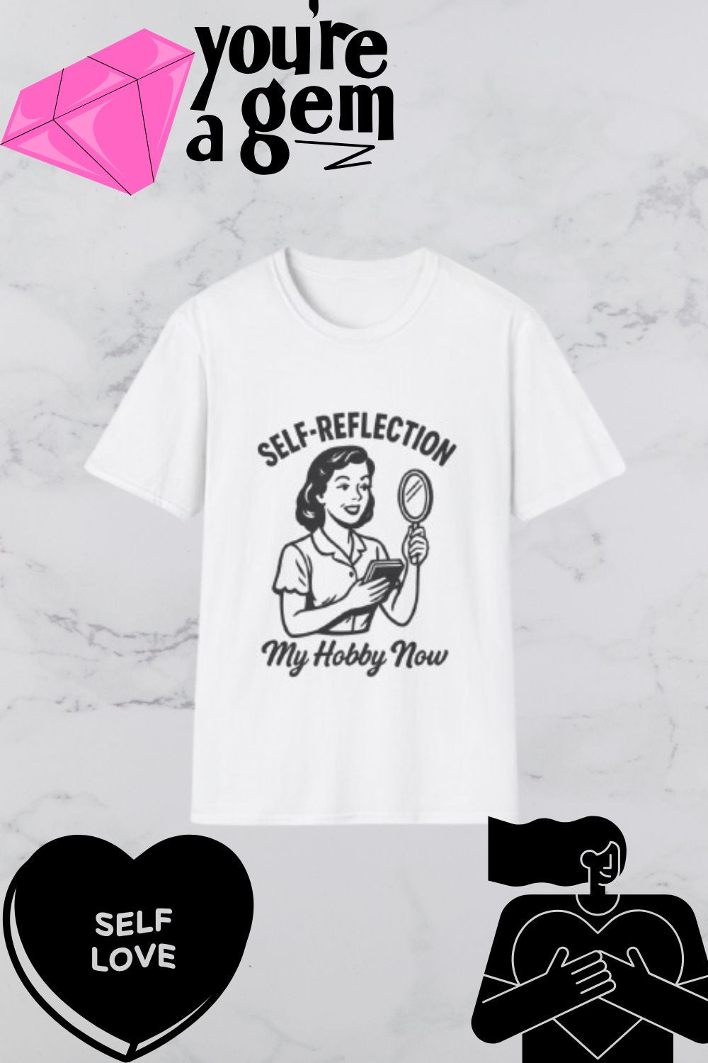Self-Reflection Motivational Unisex T-Shirt, Self-Care Gift