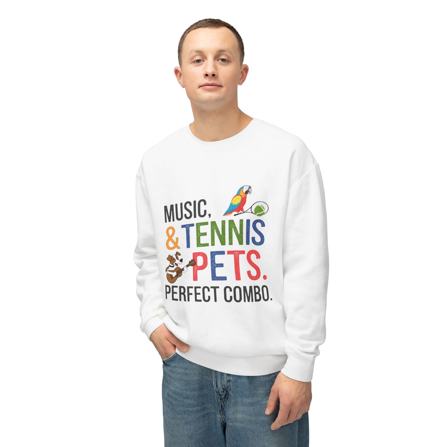 Music, Tennis & Pets Unisex Crewneck Sweatshirt