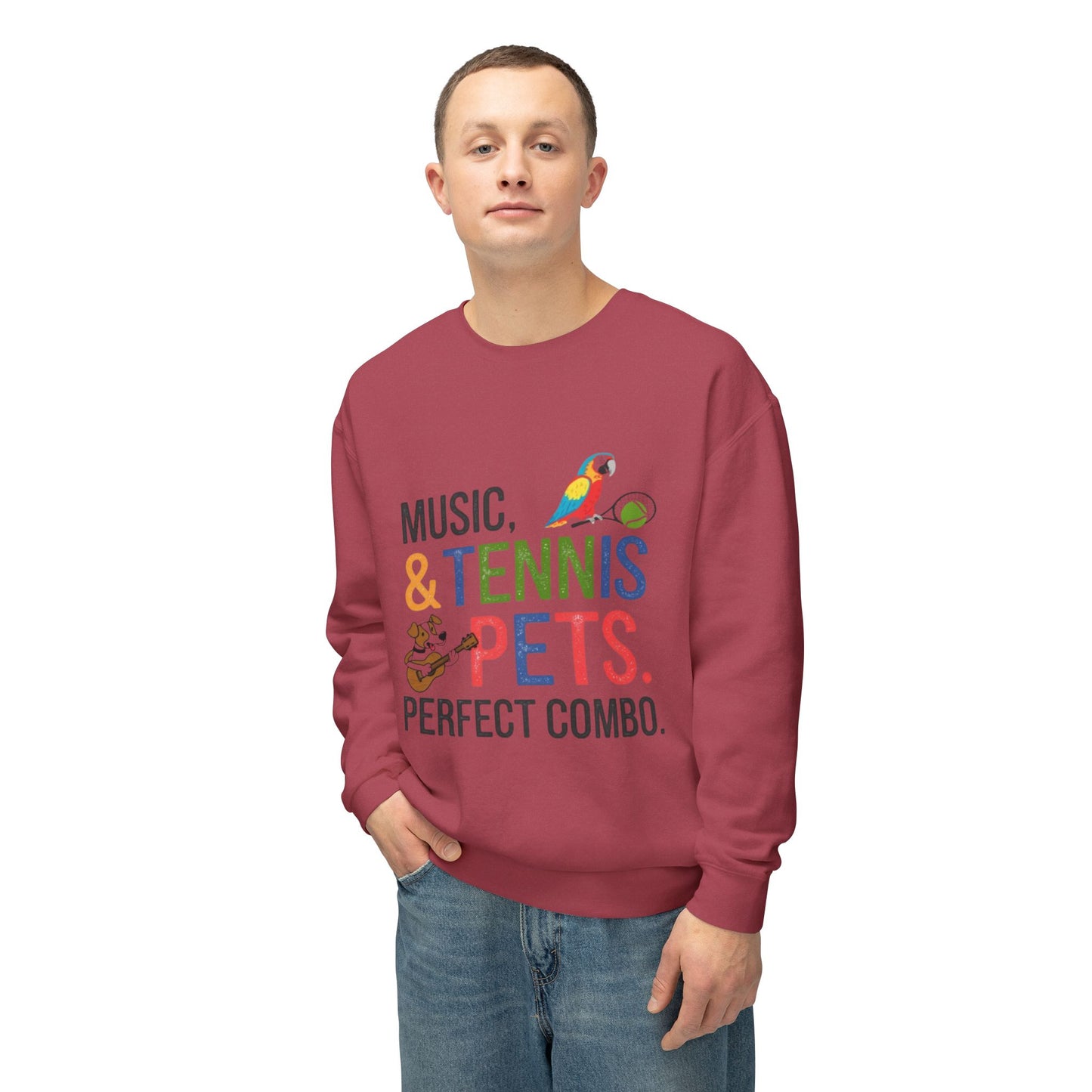 Music, Tennis & Pets Unisex Crewneck Sweatshirt