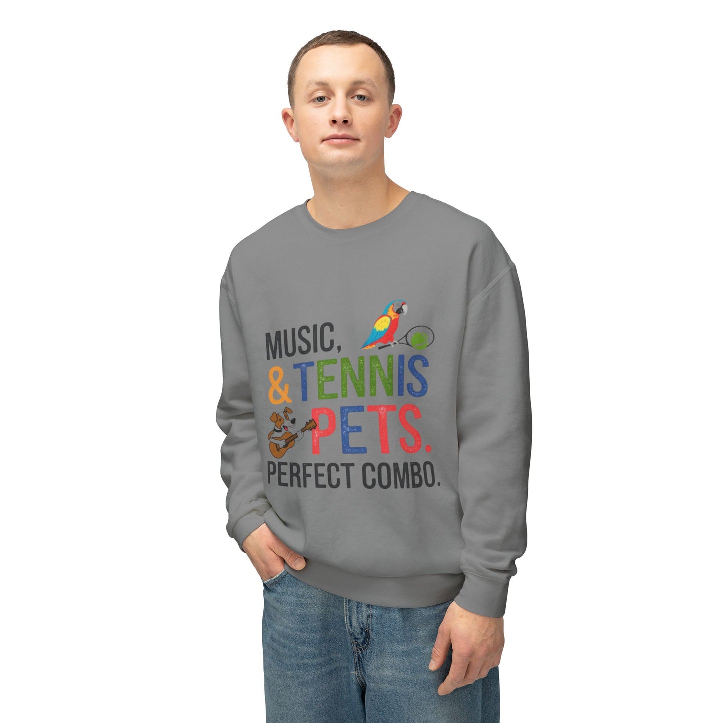 Music, Tennis & Pets Unisex Crewneck Sweatshirt