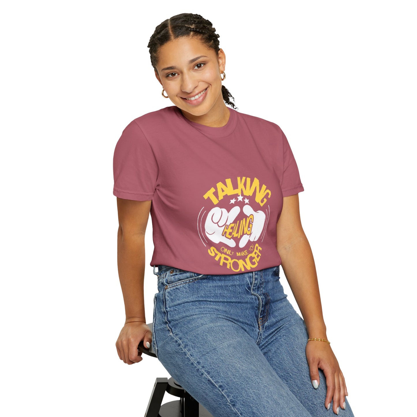 Garment-Dyed T-Shirt 'Talking Feeling Makes You Stronger'