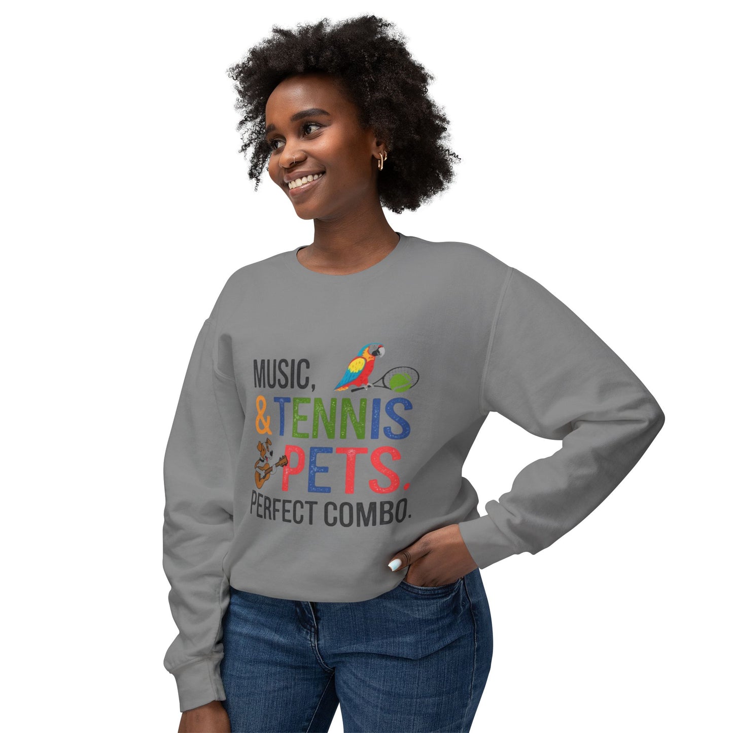 Music, Tennis & Pets Unisex Crewneck Sweatshirt