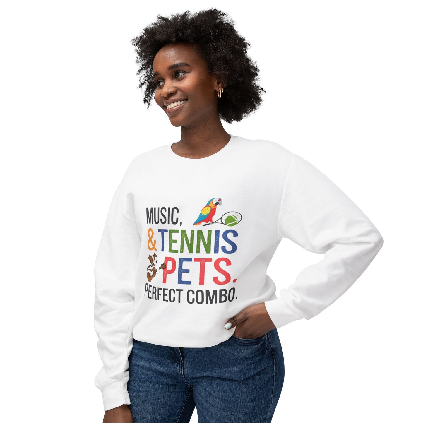 Music, Tennis & Pets Unisex Crewneck Sweatshirt