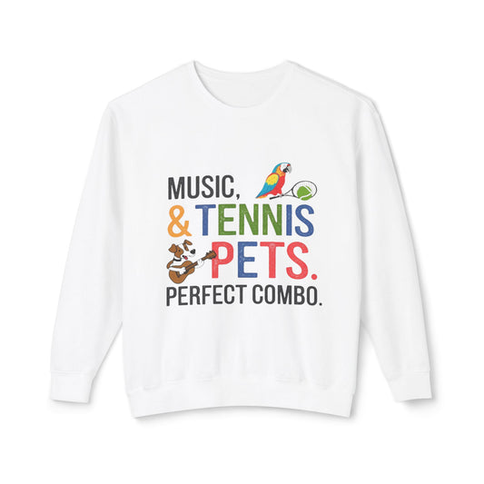 Music, Tennis & Pets Unisex Crewneck Sweatshirt