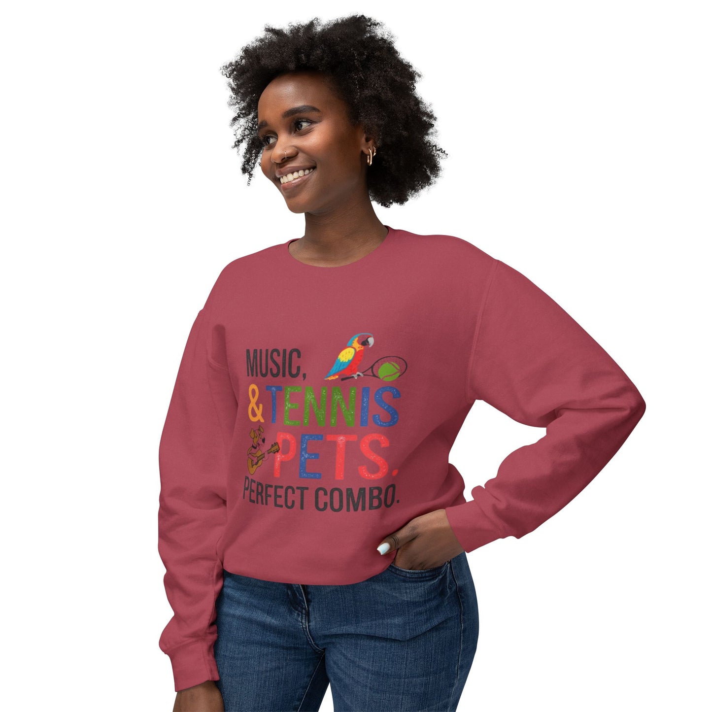 Music, Tennis & Pets Unisex Crewneck Sweatshirt