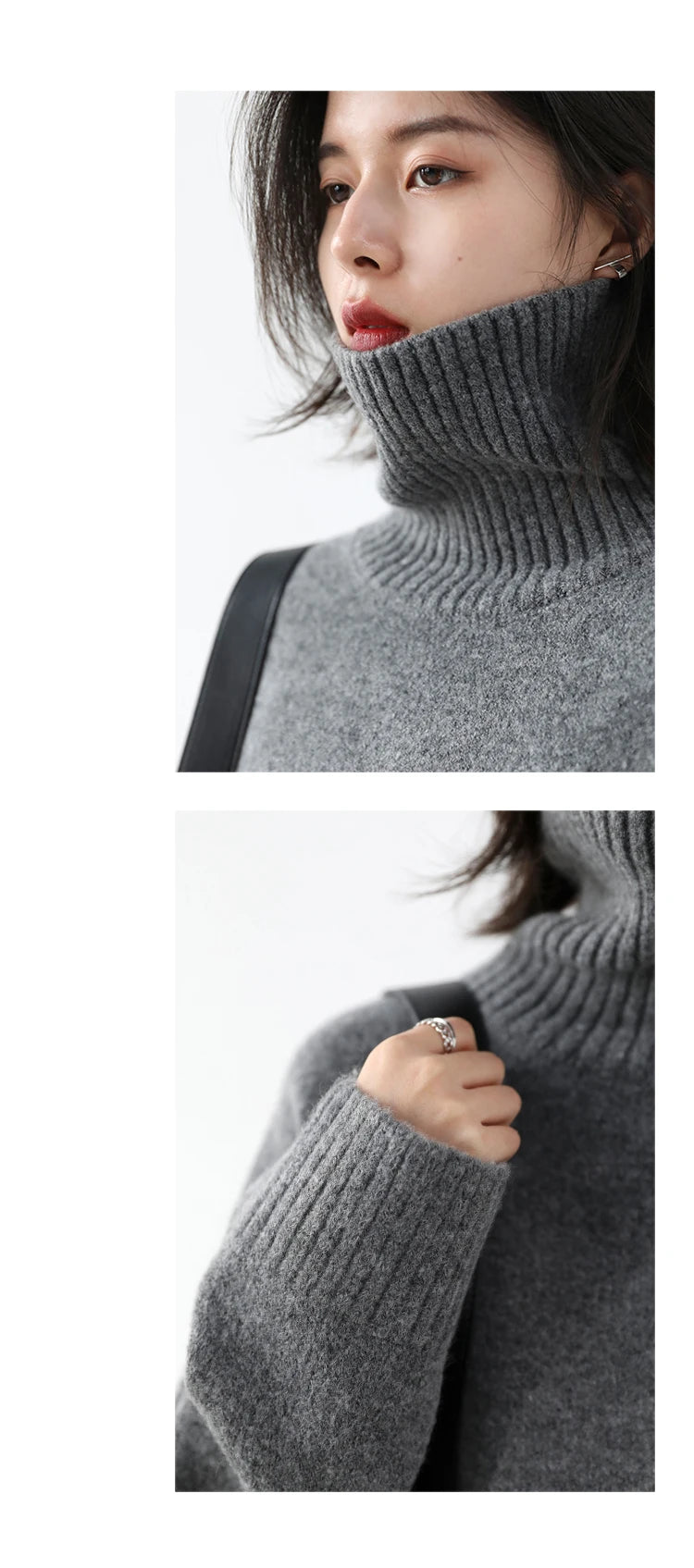 CHIC VEN Fashion Women's Loose Turtleneck Sweaters Warm Solid Pullover Knitwear Basic Female Jumpers Autumn Winter 2023