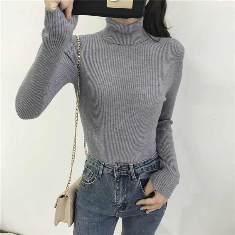 Turtleneck Sweater Womens 2024 Autumn Winter Tops Korean Slim Women Pullover Jumper Knitted Sweater Pull Femme Hiver Truien