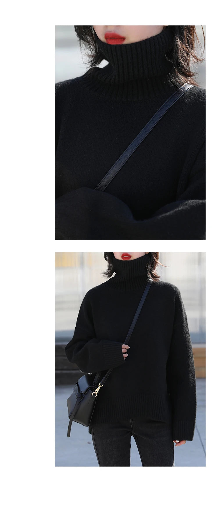 CHIC VEN Fashion Women's Loose Turtleneck Sweaters Warm Solid Pullover Knitwear Basic Female Jumpers Autumn Winter 2023