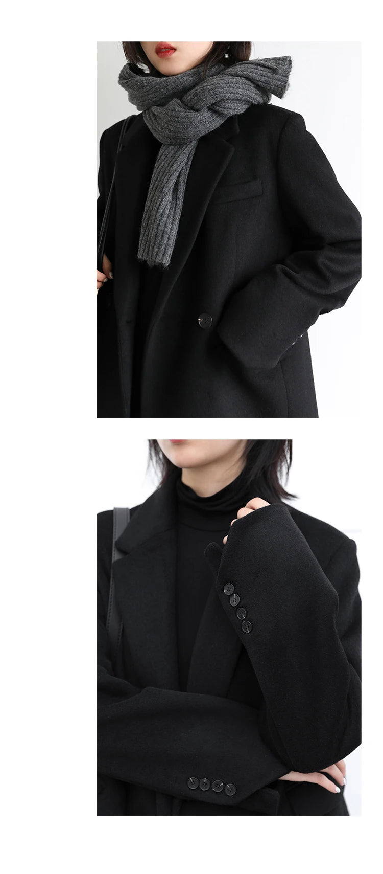 CHIC VEN Women Wool Blend Coat Solid Mid Long Woolen Blazer Thick Warm Blouse Women's Overcoat Office Lady Tops Autumn Winter