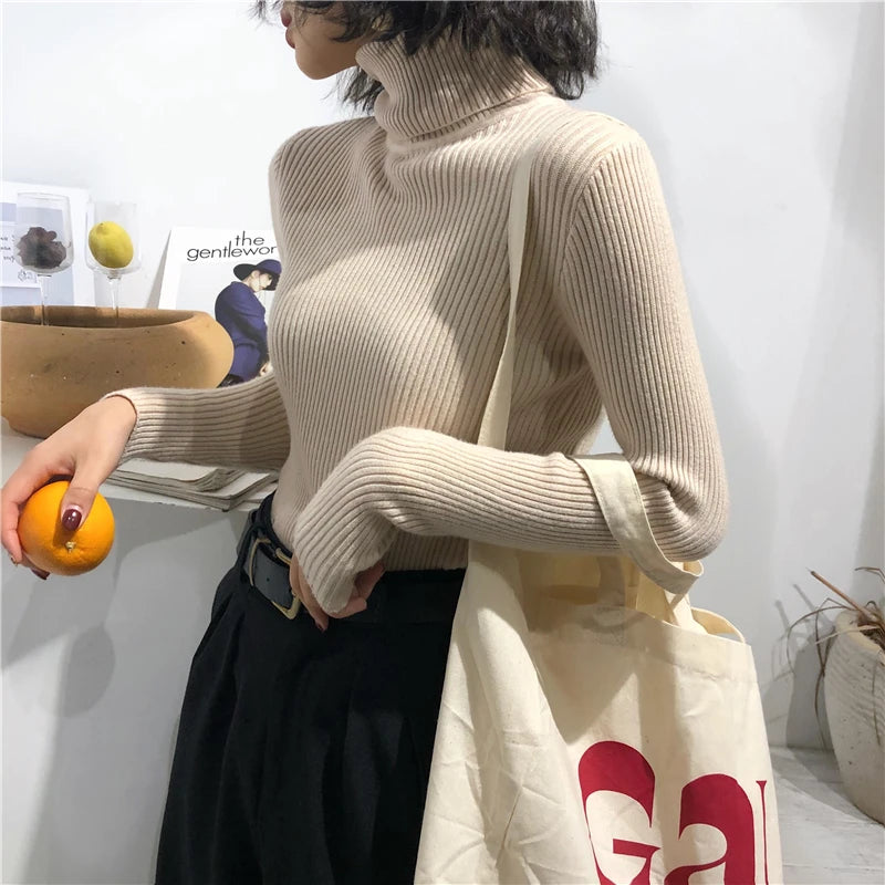 Turtleneck Sweater Womens 2024 Autumn Winter Tops Korean Slim Women Pullover Jumper Knitted Sweater Pull Femme Hiver Truien