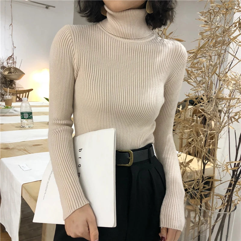 Turtleneck Sweater Womens 2024 Autumn Winter Tops Korean Slim Women Pullover Jumper Knitted Sweater Pull Femme Hiver Truien