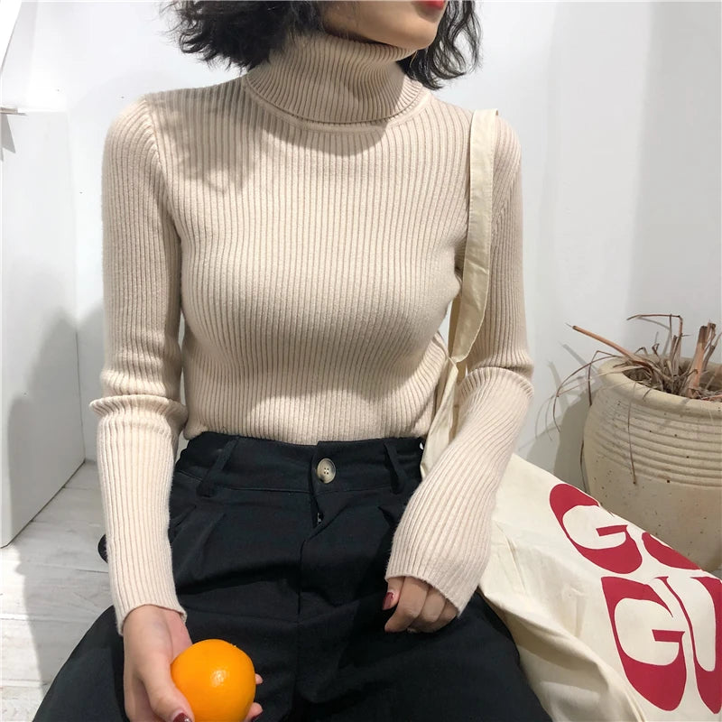 Turtleneck Sweater Womens 2024 Autumn Winter Tops Korean Slim Women Pullover Jumper Knitted Sweater Pull Femme Hiver Truien