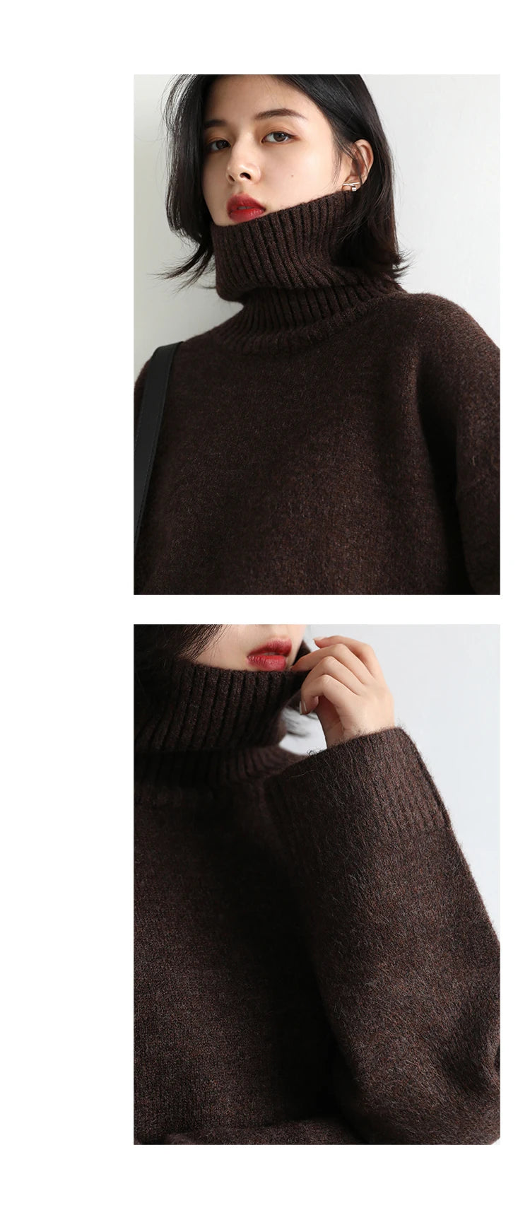 CHIC VEN Fashion Women's Loose Turtleneck Sweaters Warm Solid Pullover Knitwear Basic Female Jumpers Autumn Winter 2023