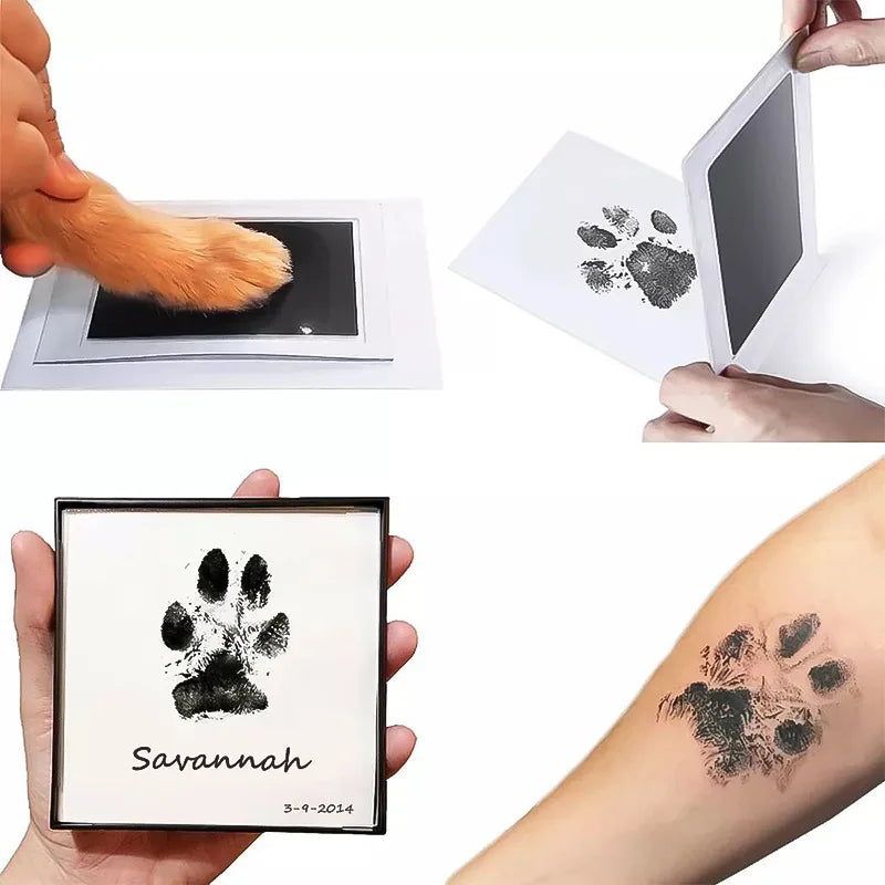 Pet Dog & Cat Paw Print Ink Set Pad Baby Handprints Safe Non-toxic Wash Free Easy Clean Diy Handprints Footprints Pet Souvenirs