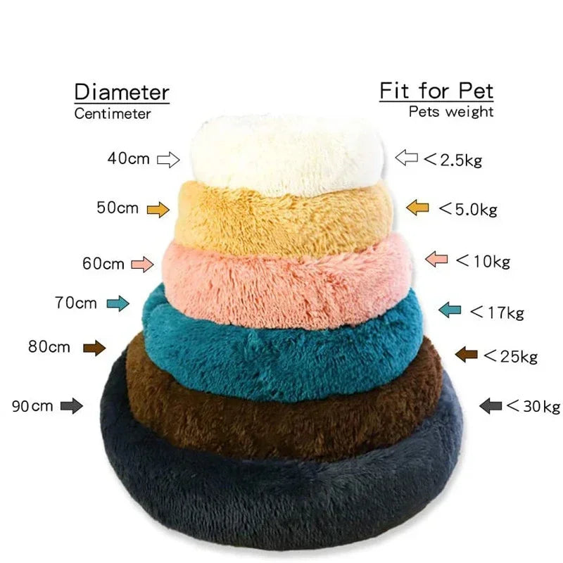 40-90cm Round Pet Bed for Large Dog Bed Super Soft Cat Bed Long Plush Dog House for Medium Dog House Winter Warm Sleeping