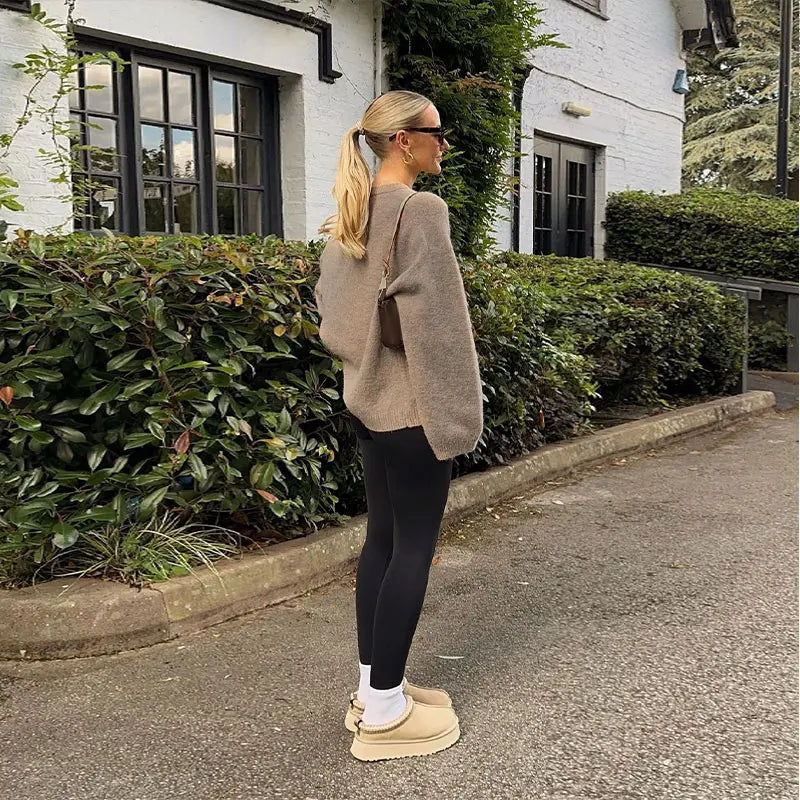 Vintage Red O-neck Sweater Pullover For Women Casual Long Sleeved Loose Knitwear 2024 New Autumn Female High Streetwear